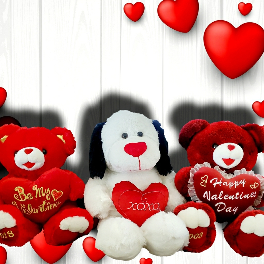 3 Valentine teddy bears